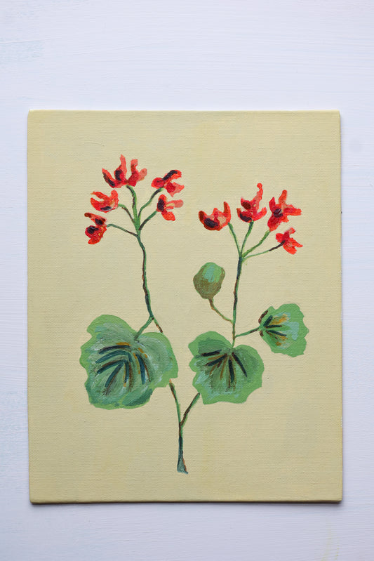 Red Geranium 2 - Hand Painted