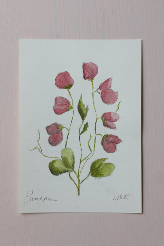 Sweet Peas - Watercolour - A5